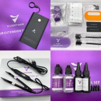 Kit de machine d'extension avec dissolvant de colle, lampe V Light et outils de connexion