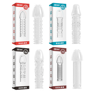 Pleasing The Four Beasts Crystal Sleeve Transparent Enlargement Thickening <b>For</b> <b>Men</b> Adult Sex Toy Pte Material - Product Image 5