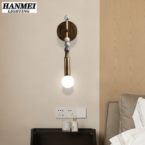 <b>Light</b> Luxury Marble All-Copper Modern LED E26 <b>Wall</b> Lamp for Bedroom Villa Bedside Model HM-Bead <b>Wall</b> Lamp <b>Wall</b> Mounted Lamp HM-B - Product Image 3