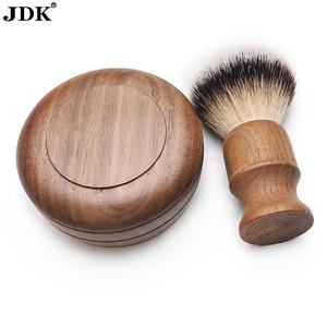 Brosse à raser et bol à raser biodégradables à manche en bois de noyer noir pour rasage humide en salon, rasoir de sécurité, poils synthétiques, marque privée, Chine - Product Image 5