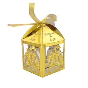 Offre Spéciale fournitures de fête de conception d'éléphant <span class=keywords><strong>indien</strong></span> cadeaux de mariage boîte-cadeau boîte de bonbons découpée au laser - Product Image 1