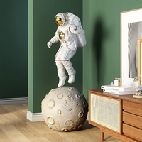 ECOJAS Statue d'astronaute personnalisée en résine de fibre de verre, décor de statue de maison, figurine d'astronaute grandeur nature de 130cm