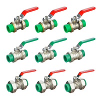 IFAN en promotion : Robinet à bille en laiton PPR à double union avec poignée longue rouge, pour raccords de tuyauterie PPR de 20 à 63 mm
