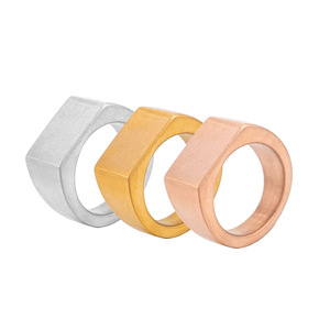 แหวนผู้ชายทรงเรขาคณิตแบบมินิมอล วงกว้าง ชุบทอง 18K เงินแท้ สีโรสโกลด์ สำหรับเป็นของขวัญ เครื่องประดับแฟชั่น - Product Image 5