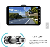 Caméra WIFI 1080P voiture 360 double caméra de tableau de bord avant et arrière pour voitures avec écran tactile IPS de 4 pouces caméra de tableau de bord