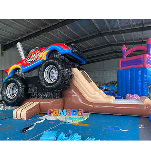 Nouveau design de château gonflable gonflable modèle de <span class=keywords><strong>voiture</strong></span> gonflable Bulldozer aire de jeux PVC château sautant et toboggan Combo pour les enfants - Product Image 2
