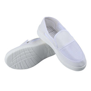 Chaussures <span class=keywords><strong>de</strong></span> travail anti-poussière, fournies par l'usine, tige en cuir, semelle épaisse en PU, respirantes, blanches, en maille respirante, antistatiques - Product Image 5