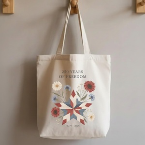 Sac de la Fête de l'Indépendance des États-Unis 1776-2026, Sac Cadeau en Toile à Motifs Étoiles et Floraux pour l'Anniversaire de l'Amérique, Sac Fourre-tout Patriotique 250 Ans de Liberté - Product Image 3