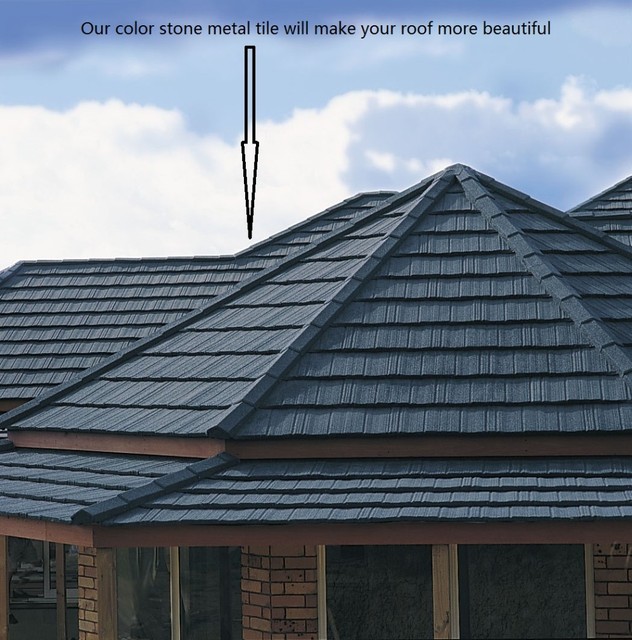 Agate Red Bond Stone Coated Metal Roofing Sheet-Modern Design Heat Resistant for Temple & Hotel Use