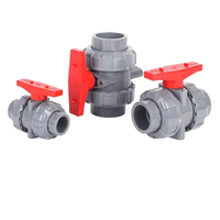 Vanne à boisseau sphérique double union certifiée NSF 1/2''-4'' manuelle en PVC plastique, couleurs personnalisables OEM pour l'eau, styles optionnels