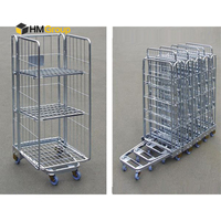 Conteneur dégrossi pliable de cages de petit pain du service 3 d'ODM d'OEM de soutien avec quatre roues