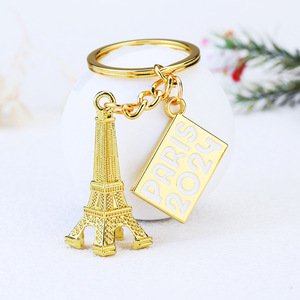 Porte-clés pendentif style parisien couleur or, personnalisé avec <span class=keywords><strong>la</strong></span> <span class=keywords><strong>Tour</strong></span> <span class=keywords><strong>Eiffel</strong></span>, souvenir de voyage - Product Image 2