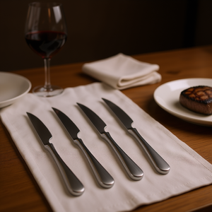 Couteaux à steak Manemi en acier inoxydable 22,5 x 2,05 cm, poli miroir, compatibles lave-vaisselle, vaisselle de luxe moderne - Product Image 2