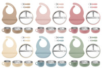 Ensemble de 7 pièces en acier inoxydable 304 pour l'alimentation des bébés et des tout-petits : assiettes et bol à ventouse avec compartiments, cuillère, fourchette et kit de sevrage en silicone