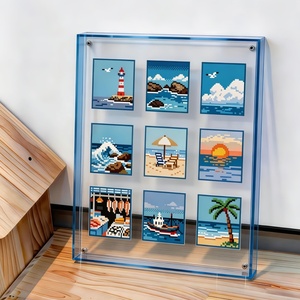 Cadre <span class=keywords><strong>photo</strong></span> <span class=keywords><strong>en</strong></span> acrylique à bord étroit, double face, transparent, magnétique, pour Pixel Art/Photos - Product Image 3