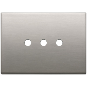 <b>Brushed</b> Nickel Wall Plate 3 Gang <b>Round</b> Hole 12.5 Cm Length 9.5 Cm Width 1.4 Cm Height - Product Image 1
