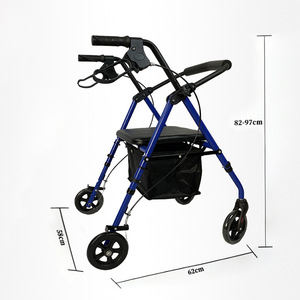 Four Wheeled Walking <b>Scooter</b> 62cm <b>Foldable</b> With Seat For Elderly And Disabled <b>Mobility</b> Aid - Product Image 1