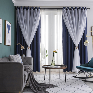 جديد بيع بالجملة أزياء وميض ستار توهج أنيق أسود من الكورتينيات الستار والستائر الحديثة الفاخرة مجرد ستارة التعتيم - Product Image 3