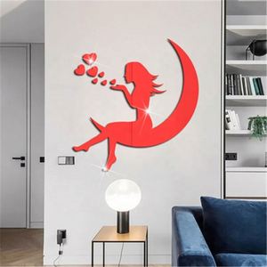 Romantic Moon Goddess Love <b>Acrylic</b> <b>Mirror</b> Sticker New Arrival Home Wall Decals for Valentine's Day Cartoon Art Style - Product Image 5
