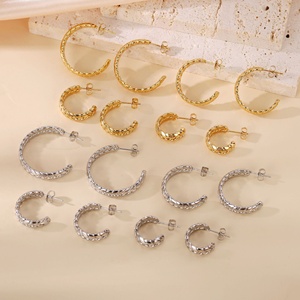 Pendientes de Acero Inoxidable con Diseño de <span class=keywords><strong>Trigo</strong></span>, Estilo Europeo Americano, Elegantes, de Lujo Discreto, Pequeños, Ovalados, Moda Francesa, Populares en Internet, Tipo Aro - Product Image 2