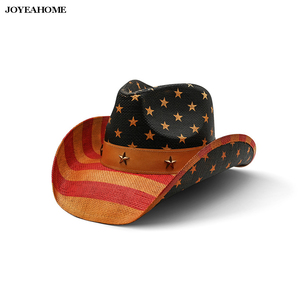 Sombrero de <span class=keywords><strong>Vaquero</strong></span> con Bandera Patriótica de CALIFORNIA, Estrellas y Rayas, Sombrero de <span class=keywords><strong>Vaquero</strong></span> Vintage para Hombre con Bandera Americana, Forma Occidental, Color Rojo - Product Image 6