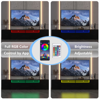 Meuble TV avec armoires de rangement, télécommande, support TV LED long avec contrôle par application, sélection complète des couleurs RVB
