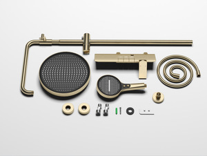 نظام دش فاخر دائري بتصميم المطر باللون الذهبي، صنابير حرارية بنمط رش المطر، مصنوع من النحاس مع صمام سيراميك للفنادق - Product Image 5