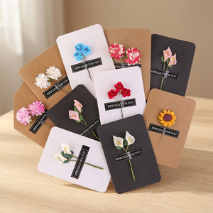 Tarjetas de Felicitación Vintage Kraft con Impresión UV, Barnizadas, con Flores Secas Hechas a Mano para Cumpleaños, San Valentín, Bodas - Product Image 2