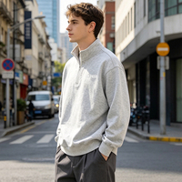 Sweat-shirt à col zippé pour homme IKDEER, confortable, léger, tendance, toutes occasions, gris, sweat-shirt à col zippé 1/4