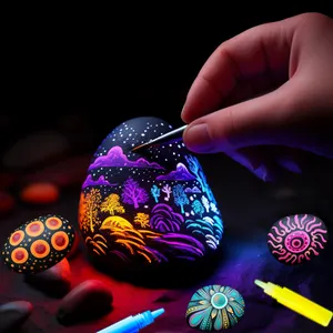 KHY Custom Arts Crafts Gifts For Boys And Girls Kids Glow In The Dark Rock Painting Kit