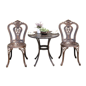 Cast <b>Aluminum</b> Garden Set 2 Seater Outdoor Furniture Traditional Design Weather Resistant Patio <b>Table</b> Chairs Set - Product Image 1