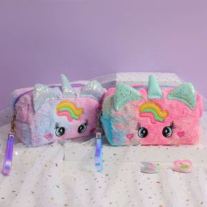 Plush Stationery Zipper <b>Pen</b> <b>Box</b> Cosmetic Makeup Cute Bag Fluffy Pencil Case Pouch for Kids Girls - Product Image 6