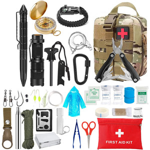 Survival Kit Outdoor Emergency Supplies Multi Functional First Aid Gear Camping Wilderness Survival Tools Army Green Bag Set - Product Image 2
