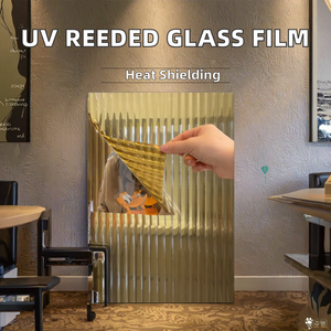 Film adhésif pour fenêtre en verre PET anti-UV, isolant thermique, anti-explosion, couleur naturelle, design cannelé pour la confidentialité à domicile - Product Image 2