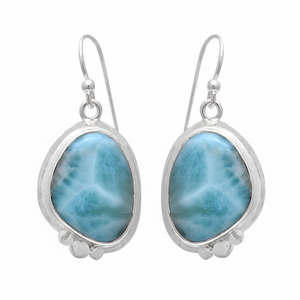 2024 meilleure qualité en argent sterling oxydé naturel Larimar pierres précieuses boucles d'oreilles fabricant de bijoux personnalisés bijoux Larimar - Product Image 1