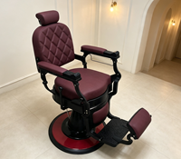 Fauteuil de Barbier Vintage pour Hommes avec Base Hydraulique Stable et Revêtement Matelassé Diamant pour Salon de Beauté