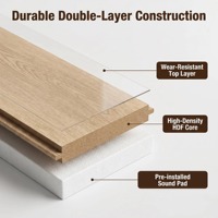 Plancher flottant HDF avec isolation acoustique préinstallée pour salon, maison en location, projets de rénovation à grande échelle