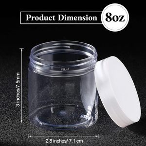 Tarros de plástico PET transparente de 1oz-16oz 150ml-200ml con tapas para crema de ojos, mascarilla facial, exfoliante y manteca corporal - Product Image 3