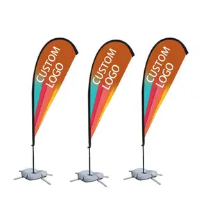 Pubblicità di fabbrica lacrima piuma volante Banner personalizzato bandiera della spiaggia bandiere striscioni e accessori per l'esposizione