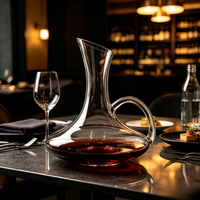 2026 JH En gros Carafe à vin personnalisable à bec incliné avec poignée pour fêtes et usage domestique, Distributeur de vin rouge en verre