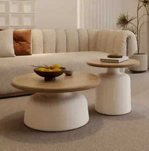 Mesa de centro de madeira maciça para sala de estar, casa pequena, apartamento, mesa de centro moderna simples, nova mesa de centro redonda, 2023