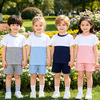 Kledingsets voor kinderen met aangepast logo, groothandel, zomer 2026, korte sets voor peuters, katoenen meisjesoutfits, 1-13 jaar, kinderkledingset