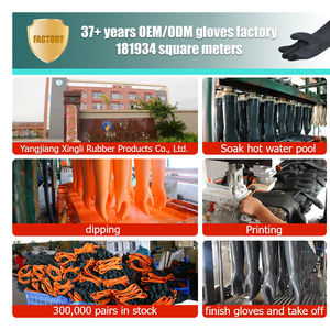 Gants de travail en caoutchouc industriel noir <span class=keywords><strong>orange</strong></span> de haute qualité 14 pouces, super épais, résistants, avec résistance aux produits chimiques en latex - Product Image 2