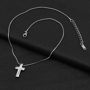 2026 New Simple Niche Design <b>Titanium</b> Steel Cross Pendant Necklace Silver Plated Unisex's Necklaces Wholesale Jewelry Trendy - Product Image 2