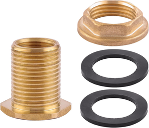 2 raccords <span class=keywords><strong>de</strong></span> cloison en laiton massif 1/2\" NPT femelle x 3/4\" GHT mâle, résistants à la corrosion pour les barils <span class=keywords><strong>de</strong></span> <span class=keywords><strong>pluie</strong></span>, les aquariums et les réservoirs d'<span class=keywords><strong>eau</strong></span> - Product Image 5