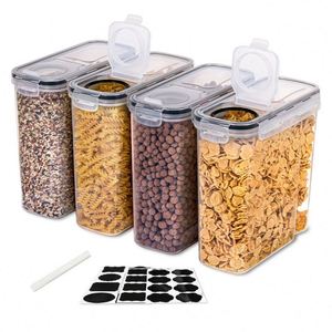 Storage <b>Containers</b> with Lids Cereal Storage <b>Container</b> Plastic Airtight Food Storage <b>Containers</b> Snacks and Sugar 4 Piece Set - Product Image 1