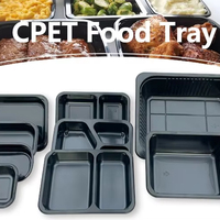 Barquette en plastique CPET rectangulaire, utilisable au micro-ondes, barquette alimentaire CPET, contenants alimentaires CPET pour les repas prêts à manger