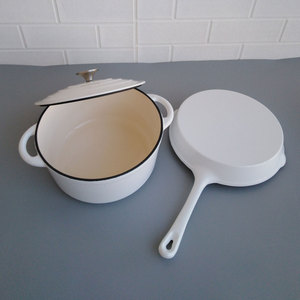 Prezzo di fabbrica <span class=keywords><strong>3</strong></span> pezzi <span class=keywords><strong>Set</strong></span> di pentole in ghisa in smalto bianco antiaderente - Product Image 6