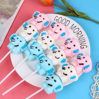 36g Sucettes en guimauve multicolores aux saveurs fruitées, série animaux de dessin animé (Éléphant, Lapin, Panda, Poussin)