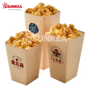 Kotak Popcorn Kertas Kraft Coklat Kelas Makanan Sekali Pakai Kustom